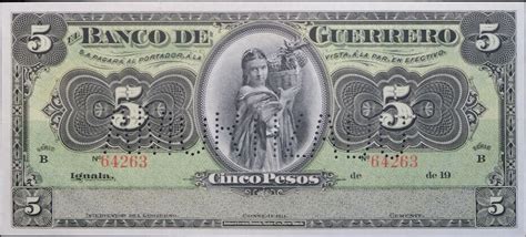 Mexico 5 Pesos 1914 Banco De Guerrero Unz MA Shops