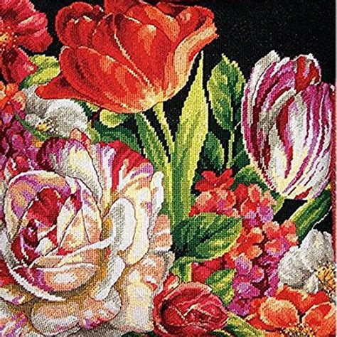 Dimensions X In Needlepoint Kit Bouquet On Black