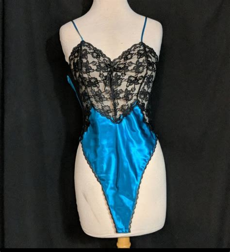 Vintage Victoria's Secret Teddy Negligee Teal Azul Encaje | Etsy