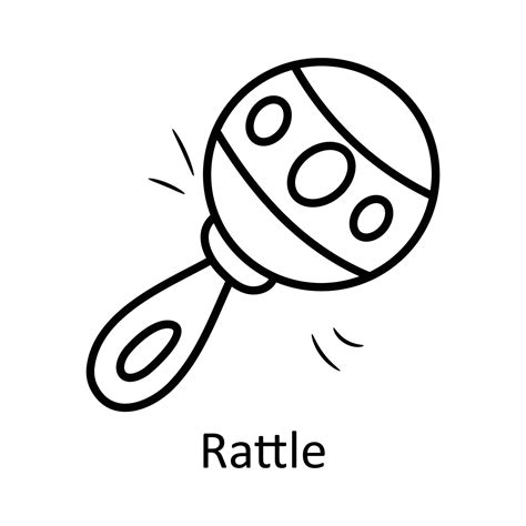 Rattle Vector Outline Icon Design Illustration Toys Symbol On White