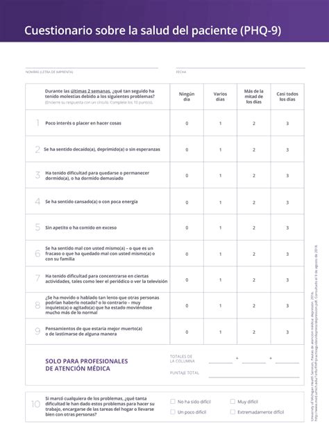 Cuestionario Sobre La Salud Del Paciente PHQ 9 KnowPPD Form Fill Out