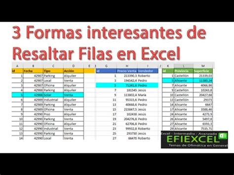 Formas De Resaltar La Fila Activa En Excel Youtube