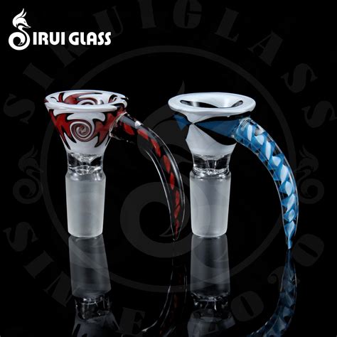 Sirui Wig Wag Glass Smoking Water Pipe Dab Rig Horn Handle Glass Slide Dry Herb Glass Bowl