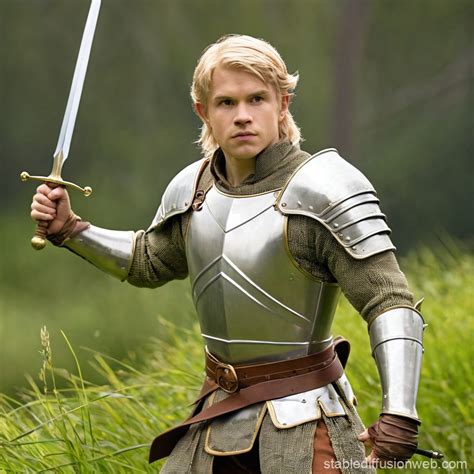Blonde Halfling Fencer With Grass Sword Stable Diffusion Online