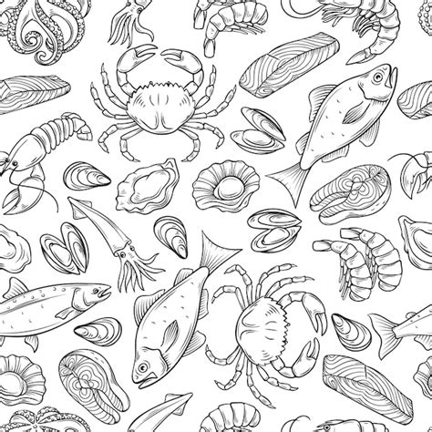 Premium Vector Seafood Seamless Pattern