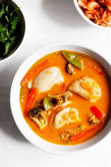 Red Curry Dumpling Soup Fast Flavorful Soup And Dumplings With Kimchi