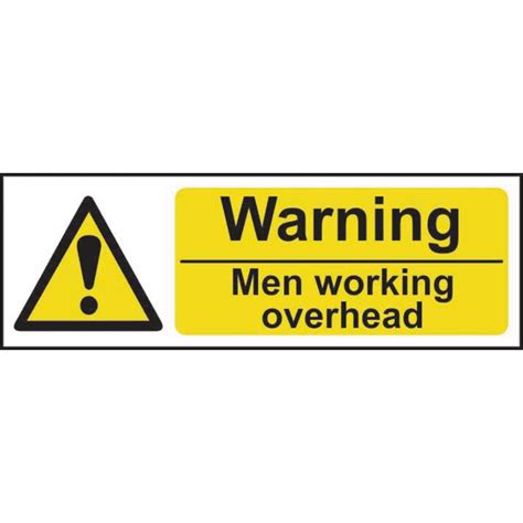 Warning Men Working Overhead Sign Rigid 1mm Pvc Board 600mm X 200mm Rsis