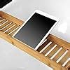 Mantraraj Luxury Natural Bamboo Bath Tub Rack Storage Organizer Shelf