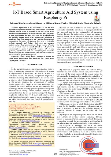 Pdf Iot Based Smart Agriculture Aid System Using Raspberry Pi