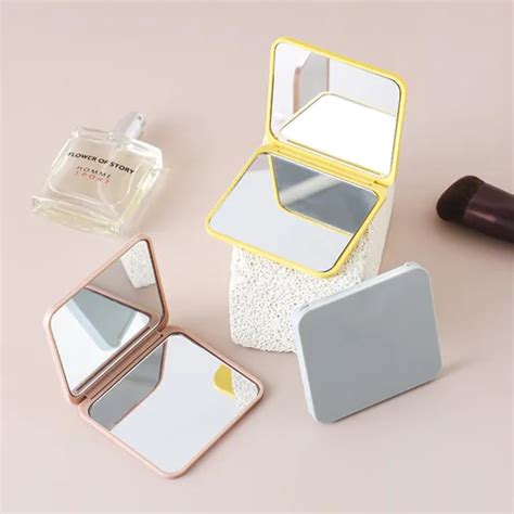 Foldable Makeup Mirror Mini Square Makeup Vanity Mirror Portable Hand