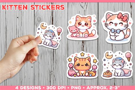 Cute Kitten Stickers PNG Adorable Kawai Graphic By Julimur Creative