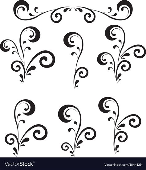 Abstract floral patterns silhouettes Royalty Free Vector