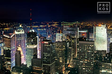 Midtown Manhattan Skyscrapers at Night - Fine Art Photo by Andrew Prokos