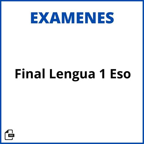 Examen Final Lengua Eso Pdf