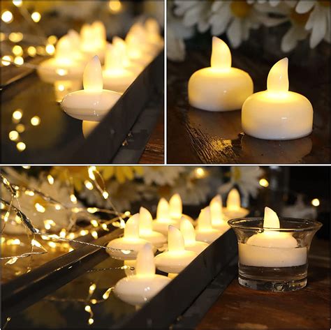 24 Pcs Floating Candles Waterproof Flameless Floating Tealights Led Floating Candles Battery