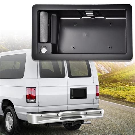 G Plus Rear Cargo Door Handle And License Plate Tag Bracket Fit For Ford Van E150 E250 E350 Black