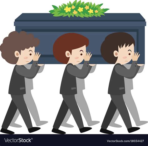 People Carry Coffin On Sholders At Funeral Vector Image