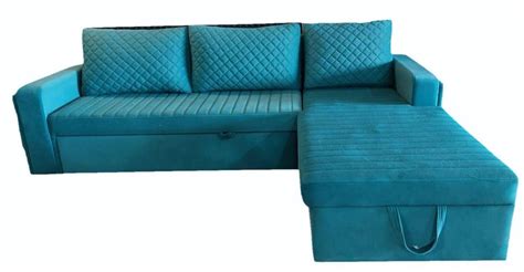 3 Seater Engineered Wood L Shape Sofa Cum Bed With Lounger With