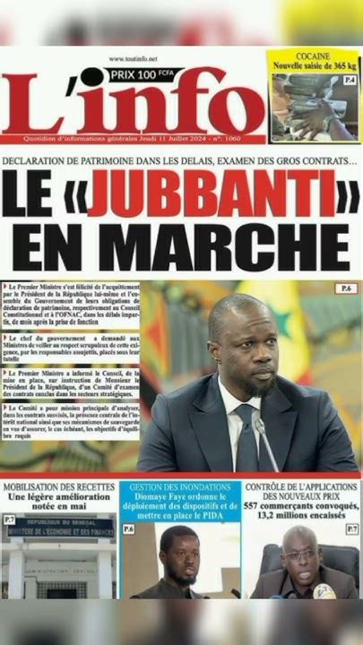 Revue De Presse Sénégal Francais Du Jeudi 11 Juillet 06 Muharram