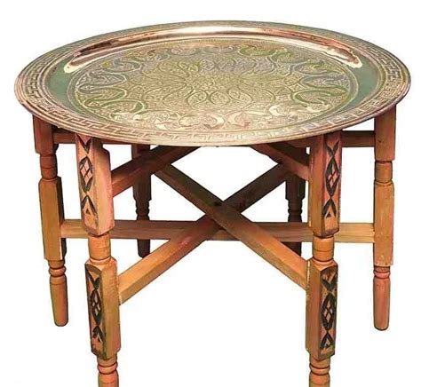 Vintage Moroccan Handmade Tea Tray Tables With Carved Wood Legs Buy