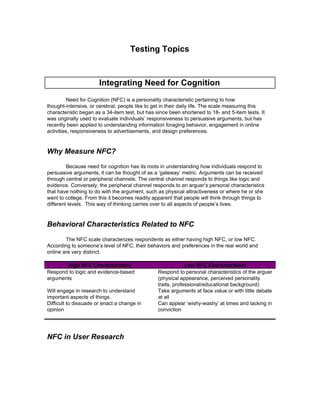 Research Proposal- Integrating Need for Cognition | PDF