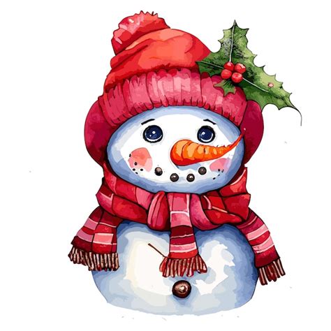 Vetor Aquarela De Boneco De Neve De Natal Vetor Premium