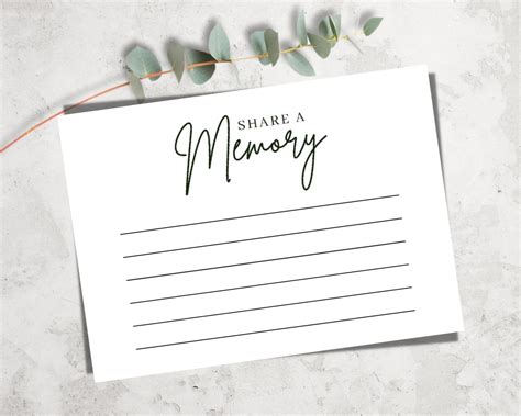 Share A Memory Card Template Printable Memorial Card Etsy