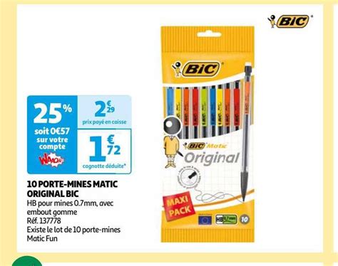 Promo Porte Mines Matic Original Bic Chez Auchan Icatalogue Fr