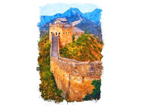 Great Wall of China Watercolor View Graphic by Poster Boutique · Creative Fabrica