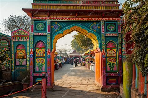 Premium Photo Vibrant Entry Gate At Surajkund Craft Fair India