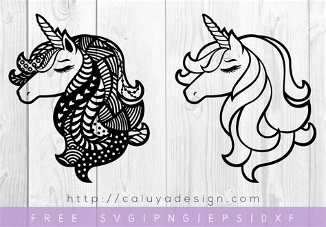 FREE Unicorn Mandala SVG DXF PNG EPS By Caluya Design