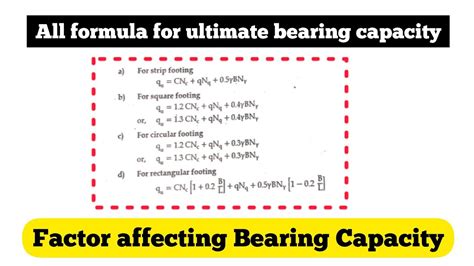 Factor Affecting Bearing Capacity All Formula For Numerical