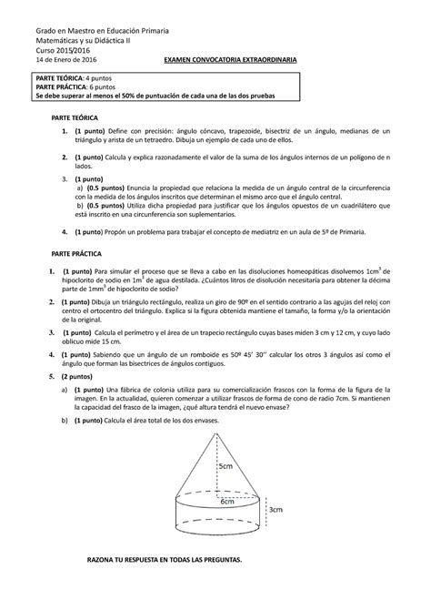 Examen Enero Grado En Maestro En Educaci N Primaria Matem Ticas