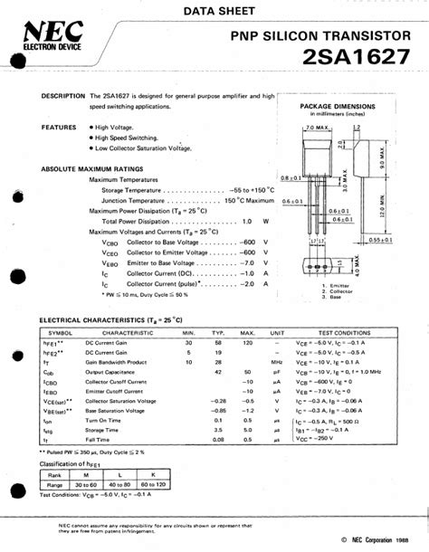 Sa Nec Transistor Hoja De Datos Ficha T Cnica Distribuidor