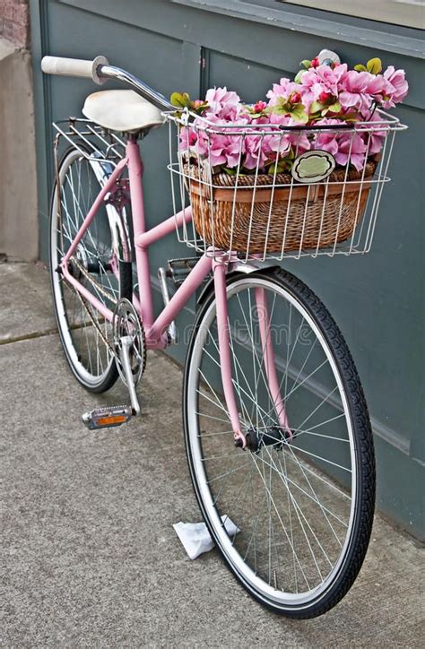 Vintage Pink Bicycle With Pink Flowers Royalty Free Stock Photos Pink