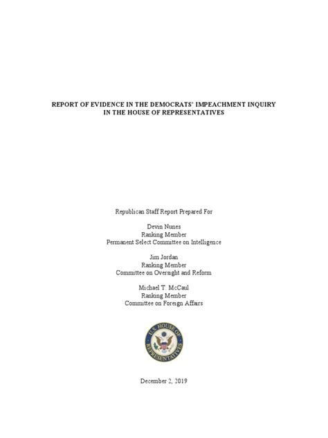 2019 12 02 Report Of Evidence In The Democrats Impeachment Inquiry In The House Of