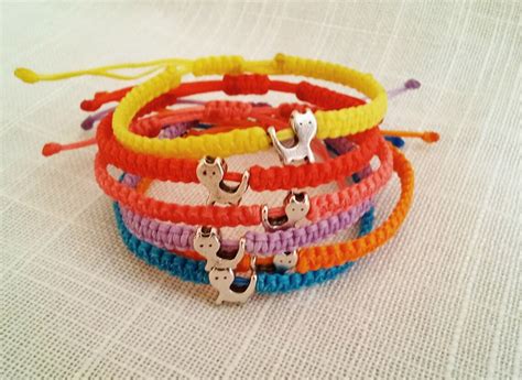 Kitten Charm Bracelet Friendship Bracelet With Cat Cord Etsy