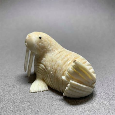 Carving- Walrus Standing made from Walrus Tusk Ivory (SOLD)