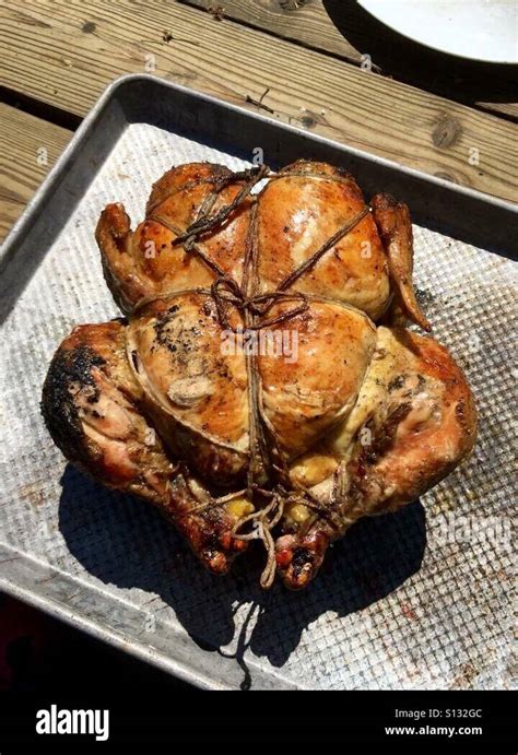 Whole Roast Chicken Stock Photo Alamy