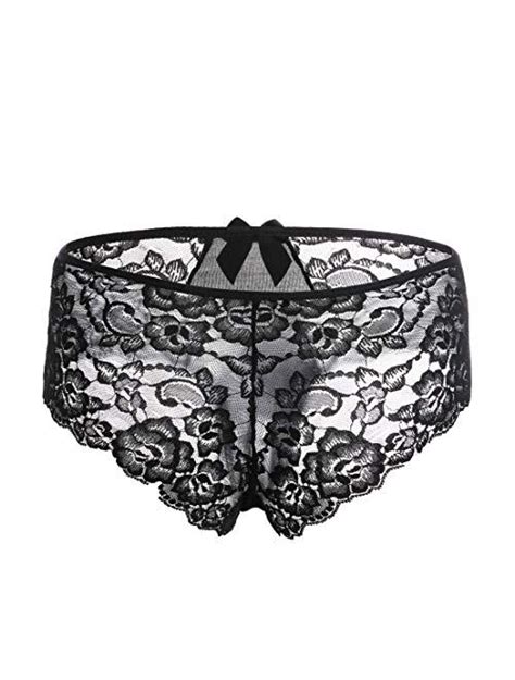 Buy Verano Womens Crotchless Underwear Lace Bow Briefs Panties Silky Comfy Bikini Online