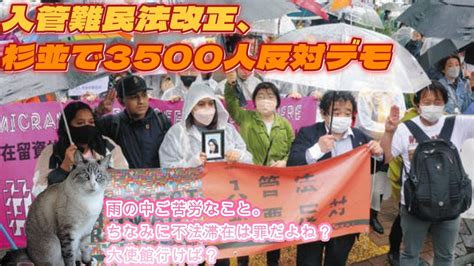 【にゃんこはゆっくり語りたい（時事系）】入管難民法改正、杉並で3500人反対デモ 「罪のない人に手錠をかけ、先の見えない人生に追いやる