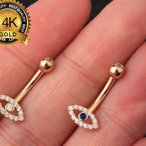 K Solid Gold Belly Button Ring Navel Piercing Round Shape Etsy