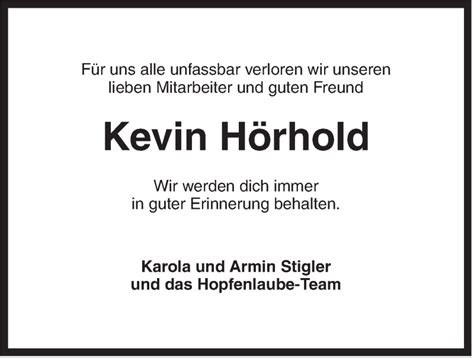 Traueranzeigen Von Kevin H Rhold Nordwest Trauer De