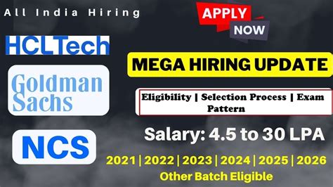 Mega Hiring Update Hcl Tech Goldman Sachs Ncs