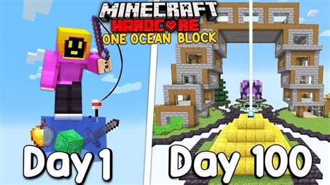 I Survived 100 Days On One Ocean Block In Minecraft Hardcore Hindi Youtube