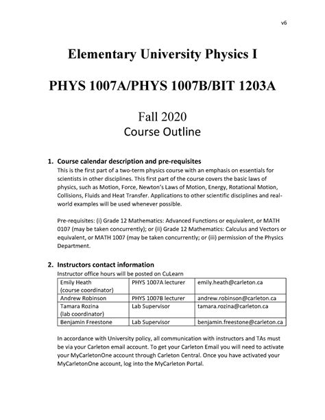 Phys F Course Outline V Phys Carleton Studocu