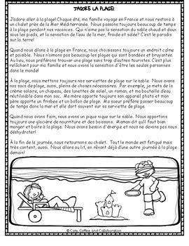 Core French Reading Comprehension Passage And Activities The Beach La