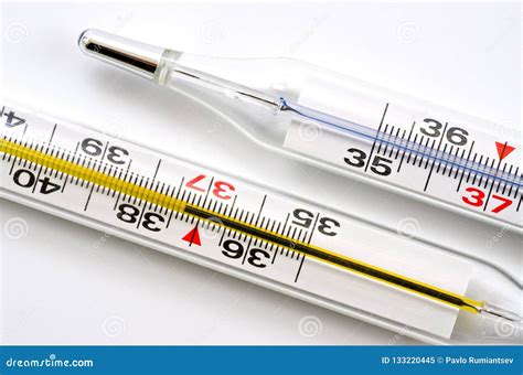 Glass Medical Thermometer Thermometer For Measuring Body Temperature Shot On A White Background