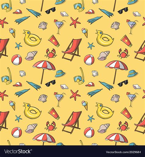 Seamless Summer Vacation Travel Pattern Royalty Free Vector