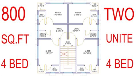 HOUSE PLAN DESIGN EP 143 800 SQUARE FEET TWO UNIT HOUSE PLAN